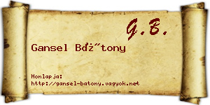 Gansel Bátony névjegykártya